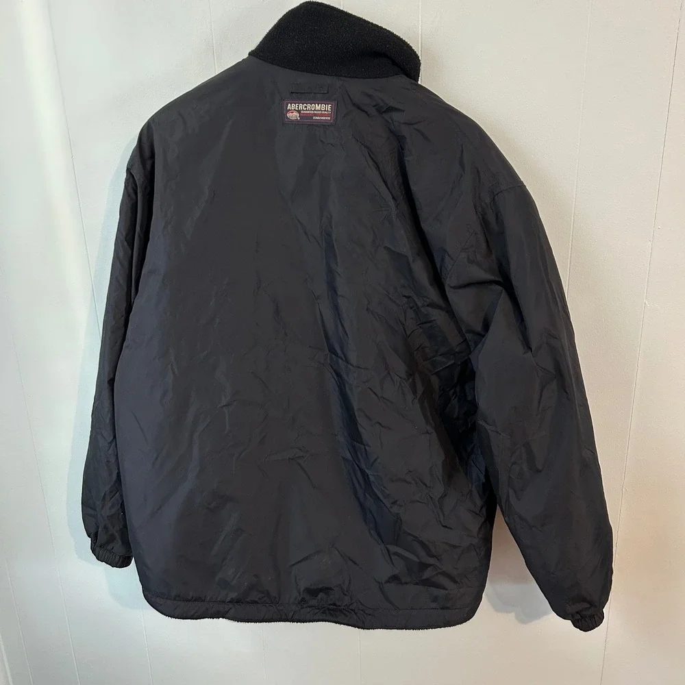 Abercrombie Fleece Lined Reversible Jacket Mens Black Full Zip Outerwear xl/2xl‎